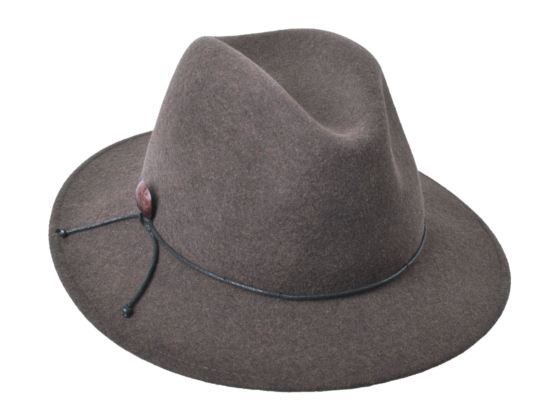Sombrero Aura Lana de Bigalli en color melange tobbaco, con diseño elegante y textura suave en la imagen.