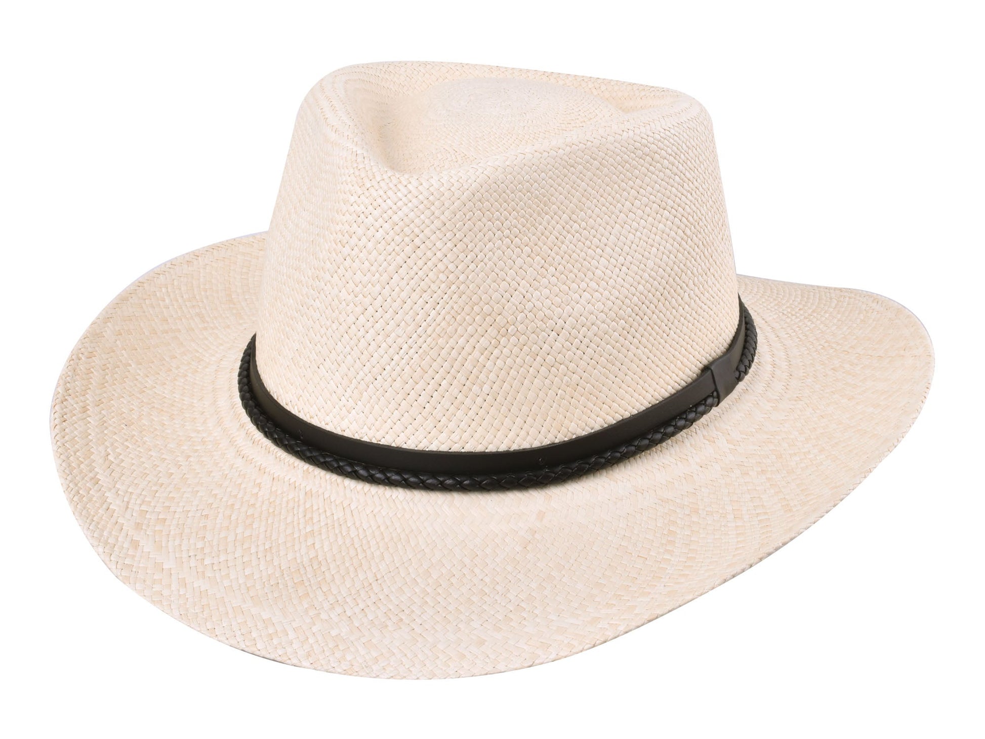 Sombrero de paja toquilla elegante de la marca Bigalli, en color natural, con diseño sofisticado y detalles finos.