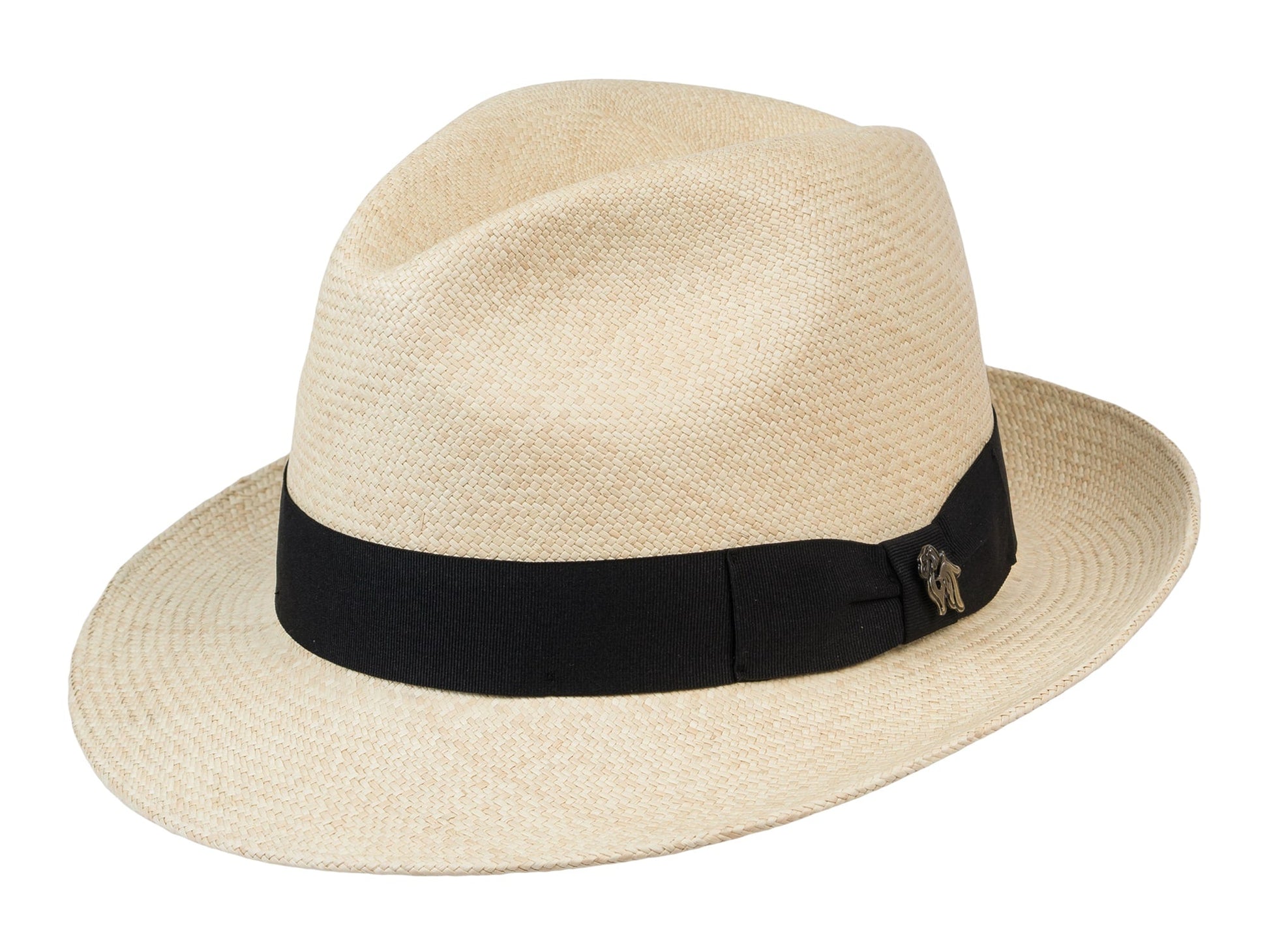 Sombrero Fedora G8 de paja Toquilla de la marca Bigalli, con ala ancha y banda decorativa en color natural.