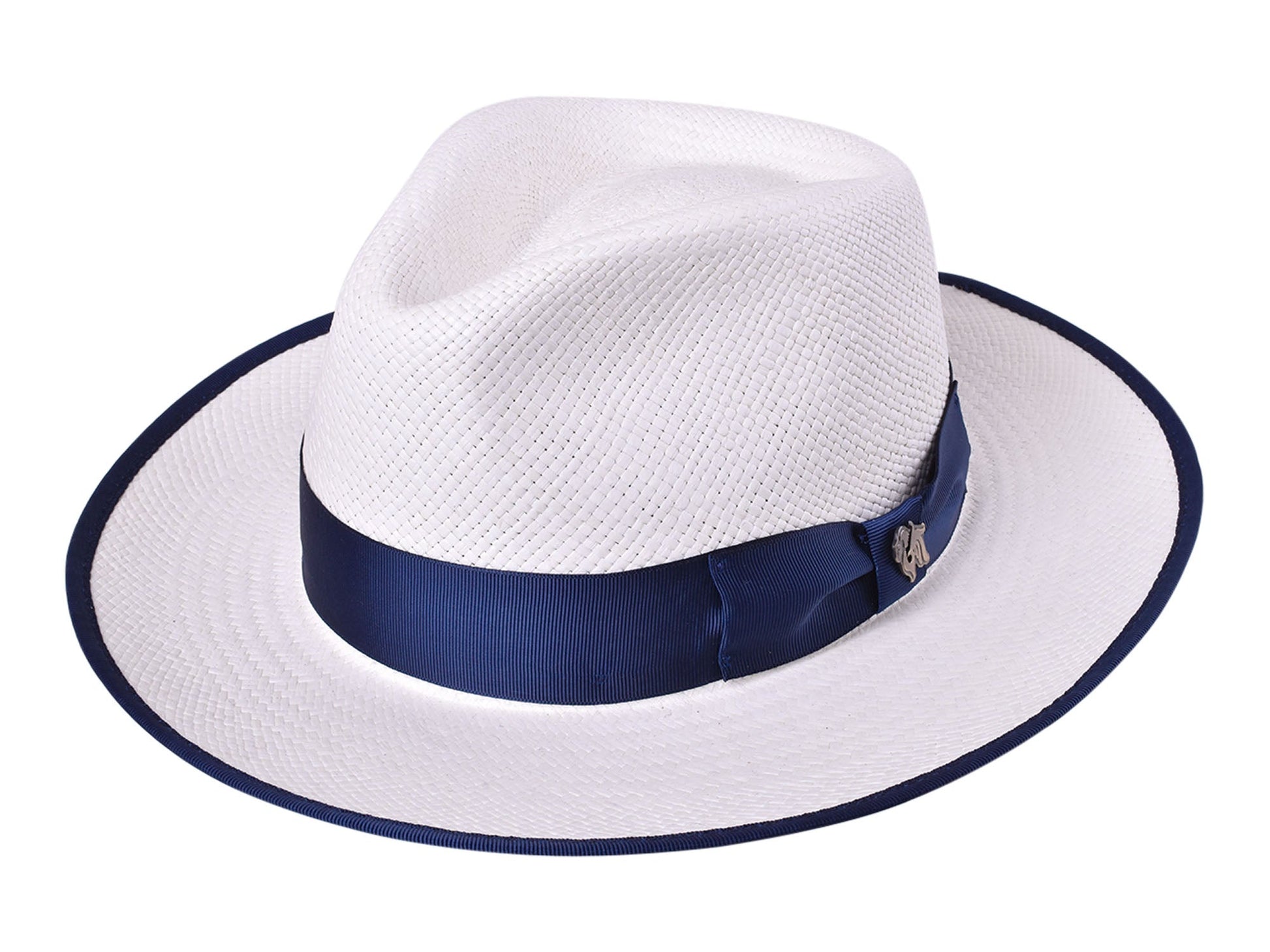 Sombrero de paja toquilla Kellan de Bigalli en color blanco, con cinta decorativa y ala ancha, para protección solar elegante